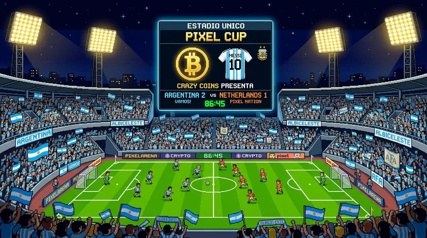 A pixel art scene showing a football stadium at night under bright floodlights