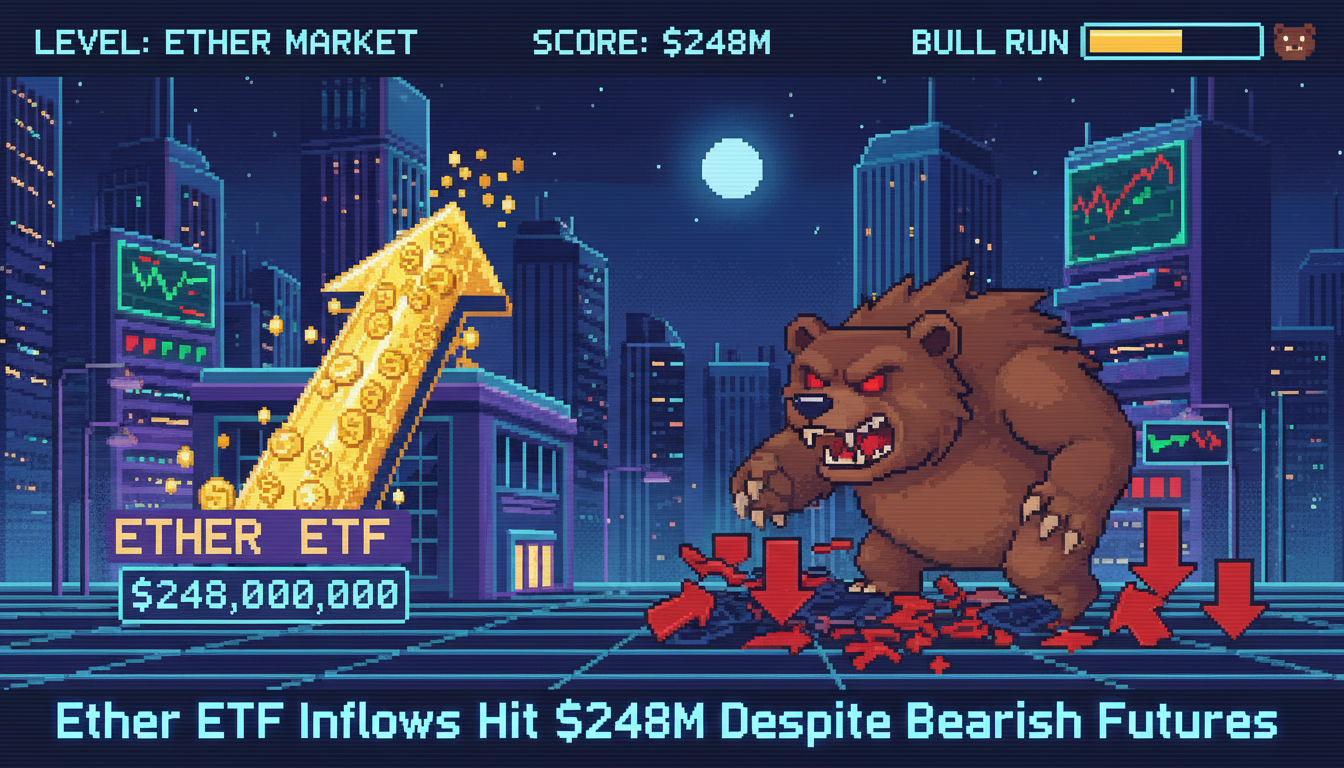Ether ETF Inflows Hit $248M Despite Bearish Futures