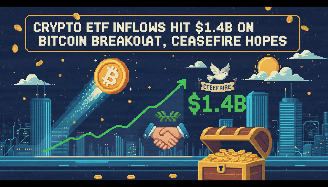 Crypto ETF Inflows Hit $1.4B on Bitcoin Breakout, Ceasefire Hopes