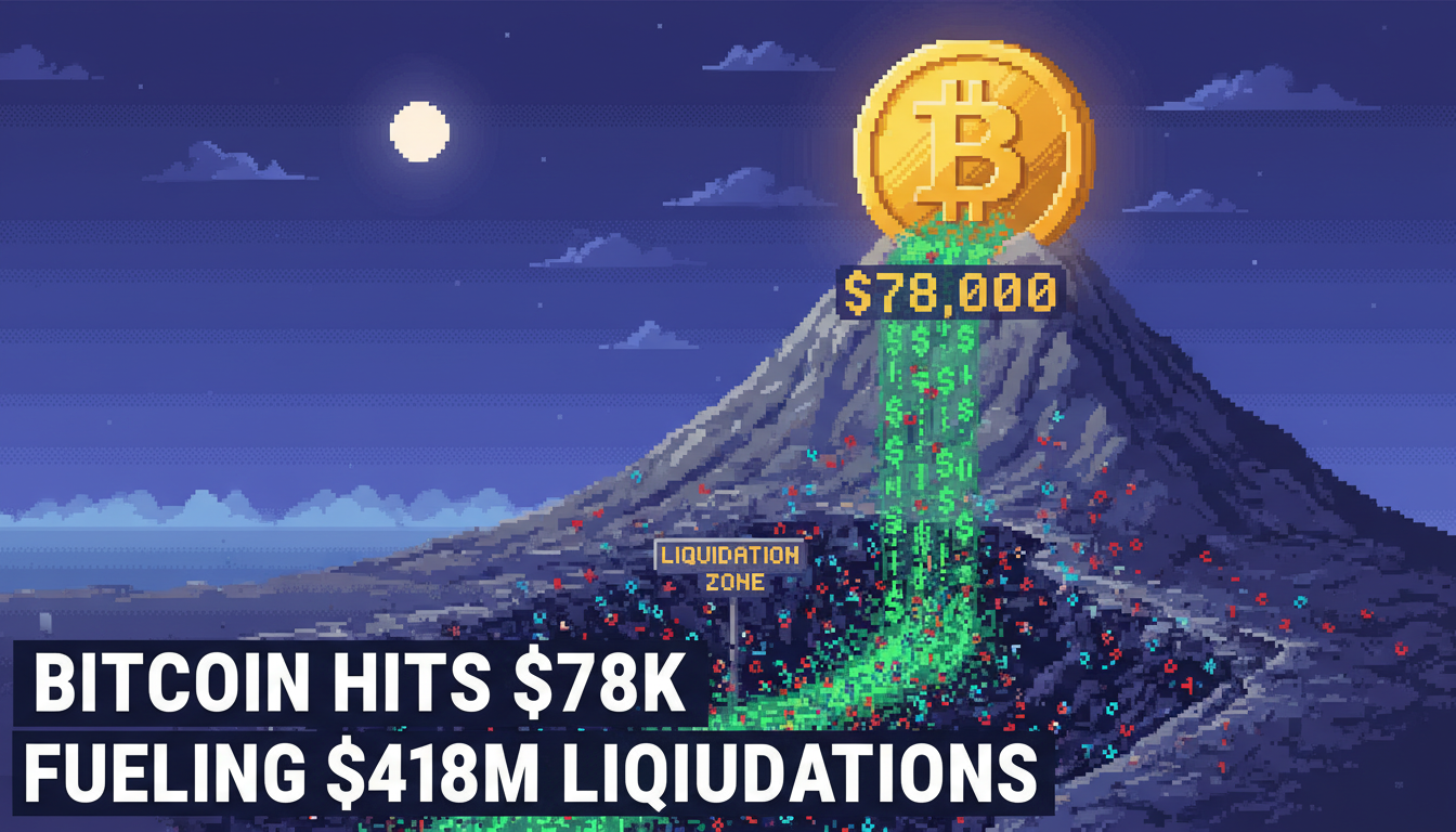 Bitcoin Hits $78K, Fueling $418M in Liquidations