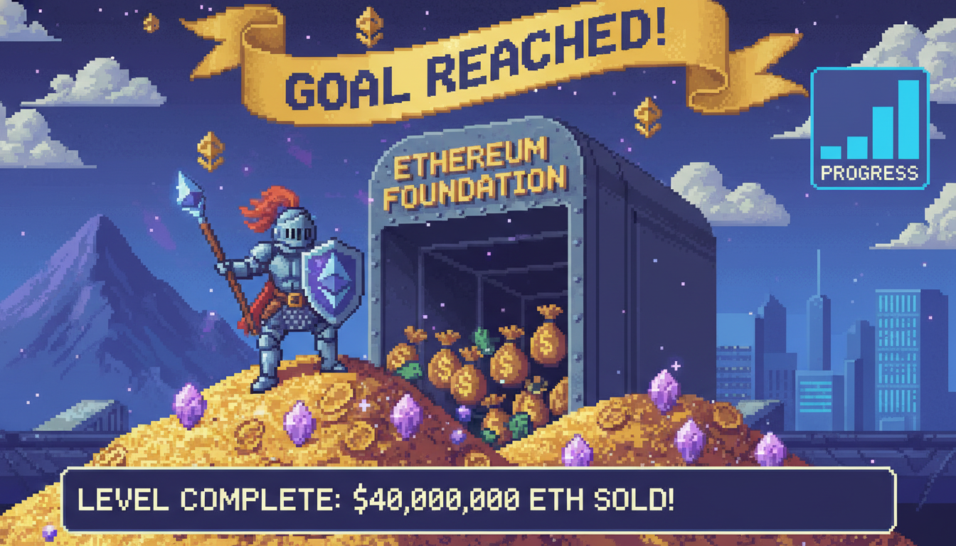 Ethereum Foundation Sells $40M ETH After Reaching Goal