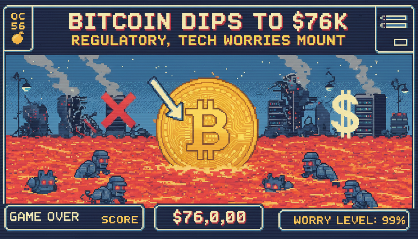 Bitcoin Dips to $76K As Regulatory, Tech Worries Mount
