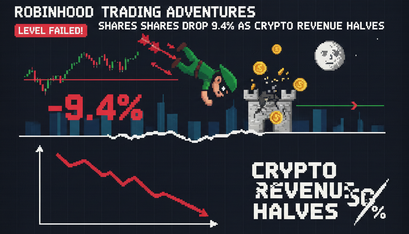 Robinhood shares drop 9.4% as crypto revenue halves