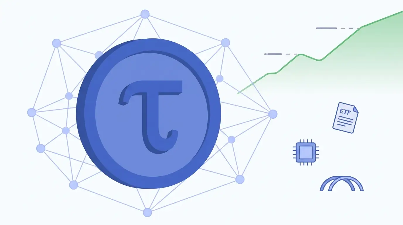 Minimalist editorial illustration of the Bittensor TAO token symbol over a decentralized AI network graph and an upward price chart, representing the latest news about TAO