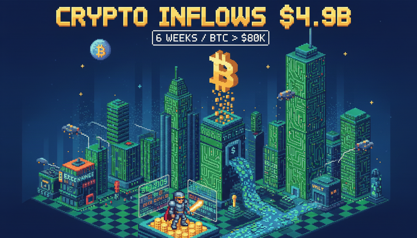 Crypto Inflows Hit $4.9B Over 6 Weeks as BTC Topped $80K