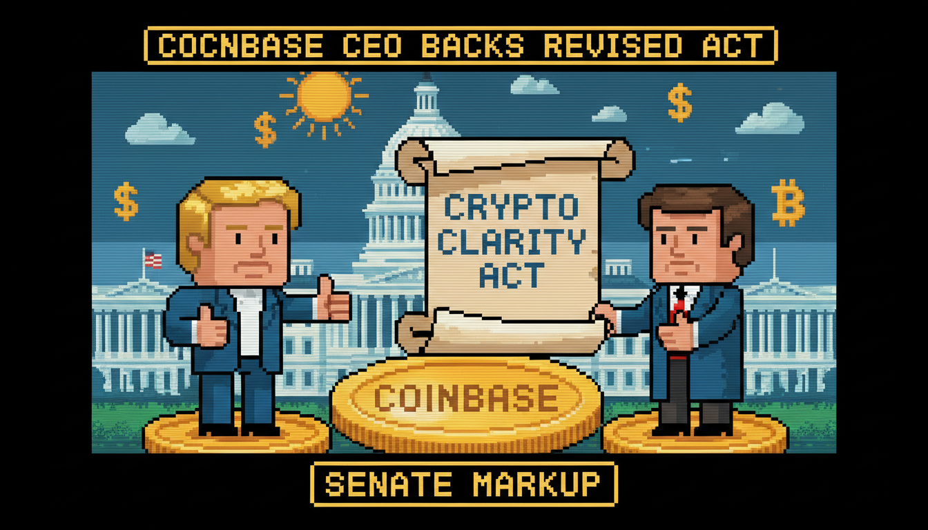 Coinbase CEO Backs Revised Crypto Clarity Act Ahead of Senate Markup