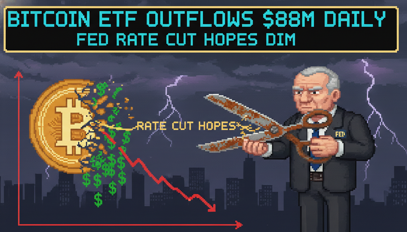 Bitcoin ETF Outflows Hit $88M Daily as Fed Rate Cut Hopes Dim