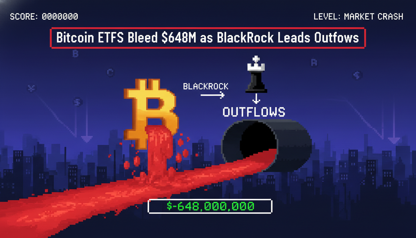 Bitcoin ETFs Bleed $648M as BlackRock Leads Outflows