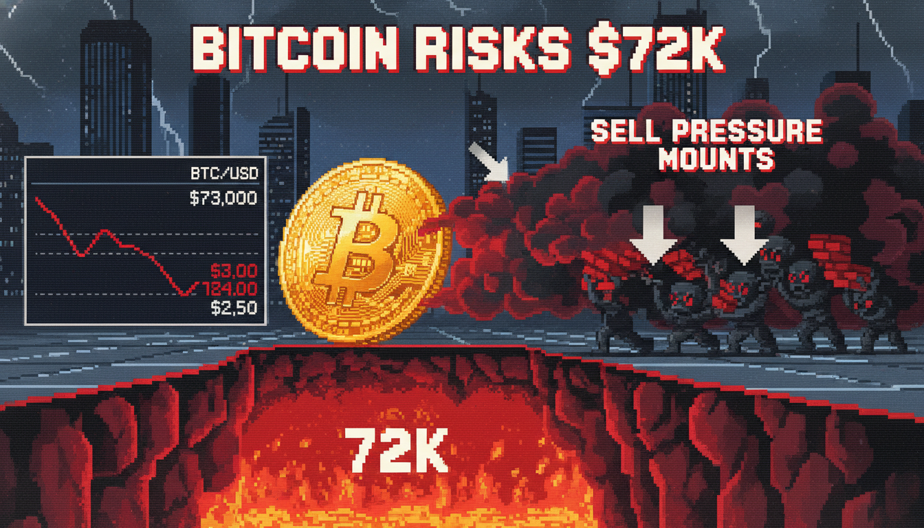 Bitcoin Risks $72K as Sell Pressure Mounts