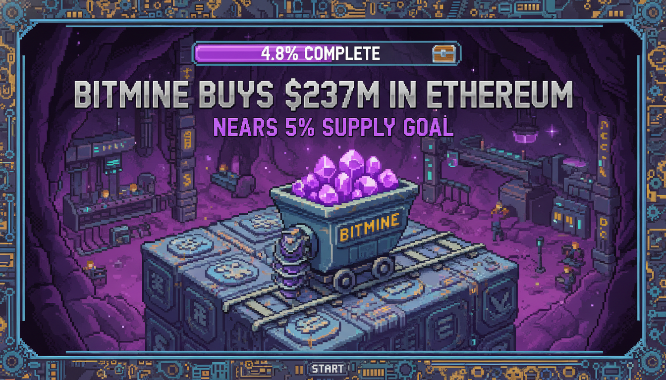 BitMine Buys $237M in Ethereum, Nears 5% Supply Goal