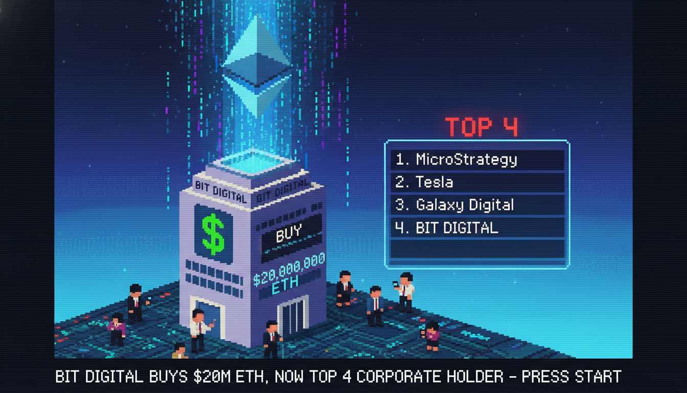 Bit Digital Buys $20M ETH, Now Top 4 Corporate Holder