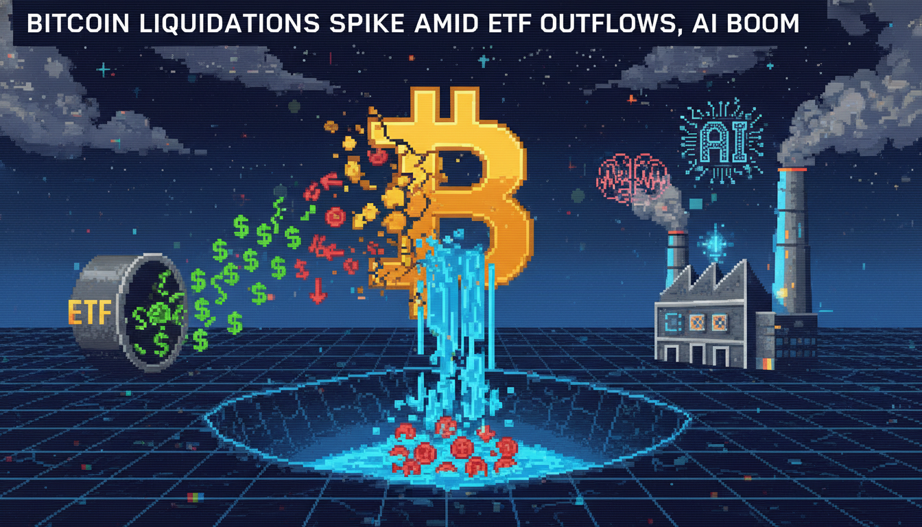 Bitcoin Liquidations Spike Amid ETF Outflows, AI Boom