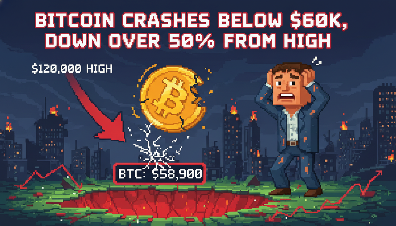 Bitcoin Crashes Below $60K, Down Over 50% From High