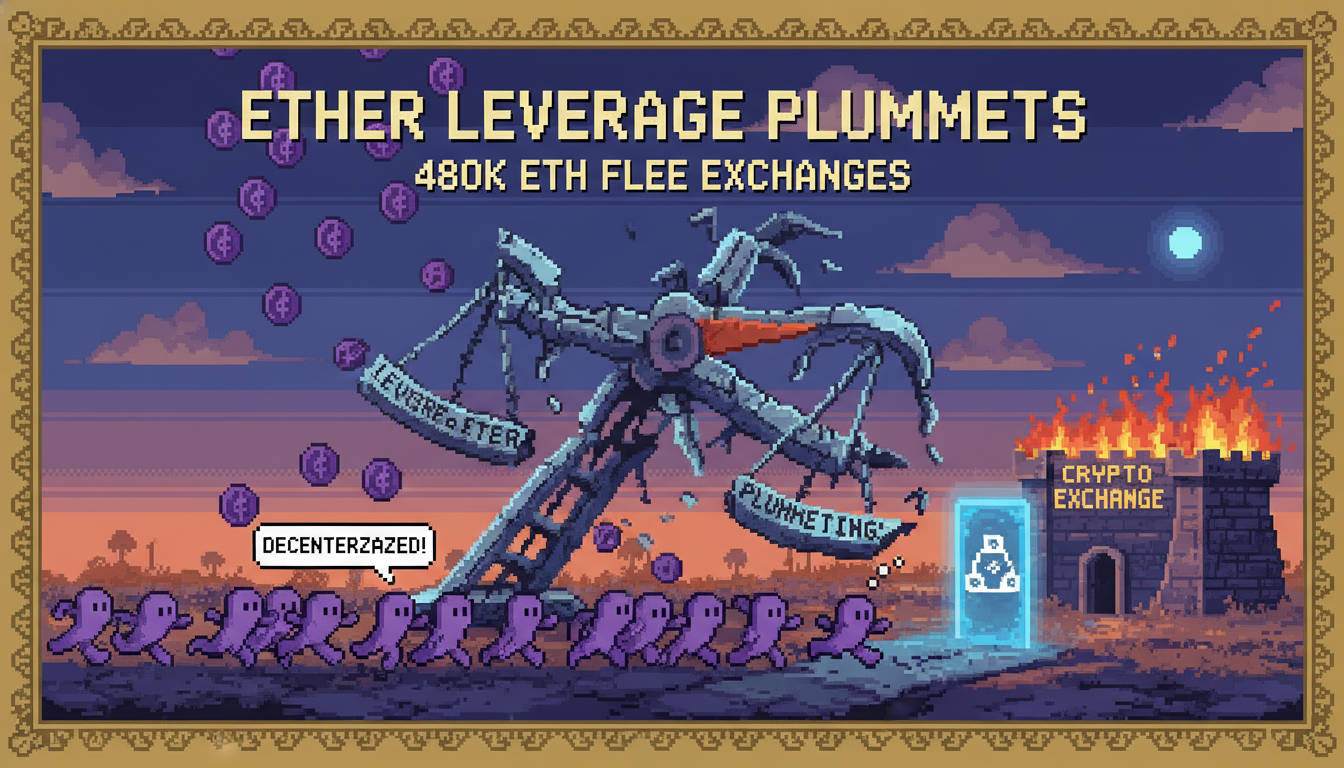 Ether Leverage Plummets as 480K ETH Flee Exchanges